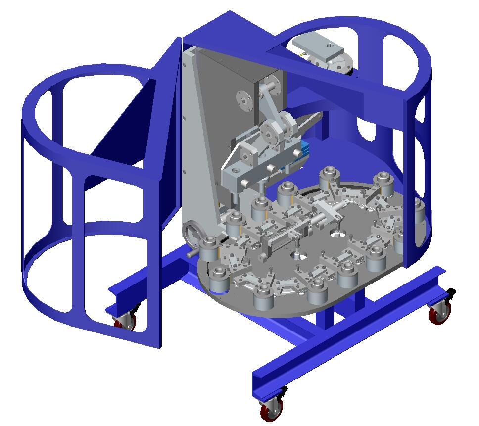 SolidWorks render of a spring testing machine design