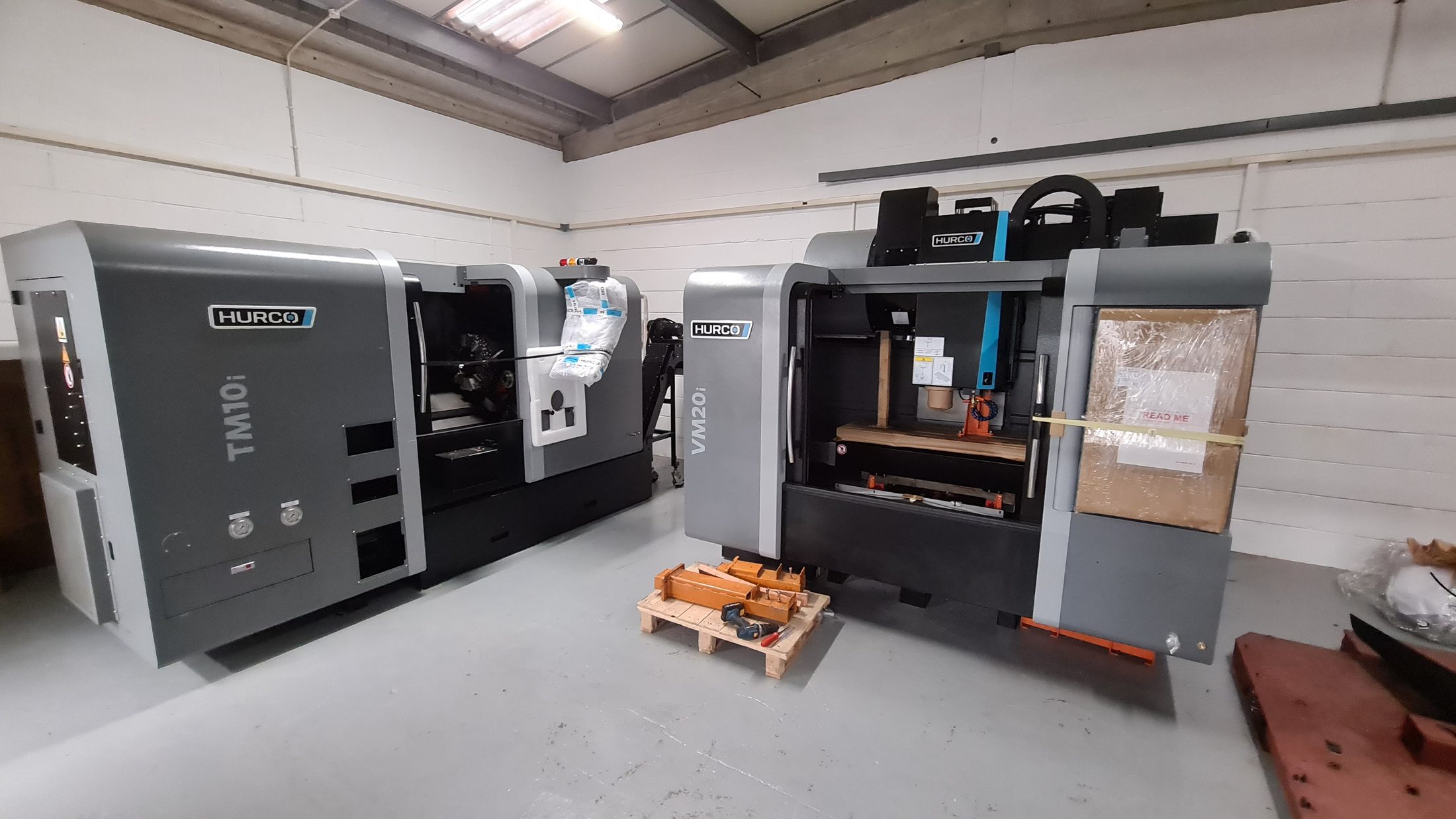 AbarTech workshop with newly delivered CNC turning and milling machines